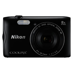 Nikon COOLPIX A300 Digital Camera, 20.1MP, HD 720p, 8x Optical Zoom, Wi-Fi, Bluetooth, NFC & 2.7 LCD Screen Black